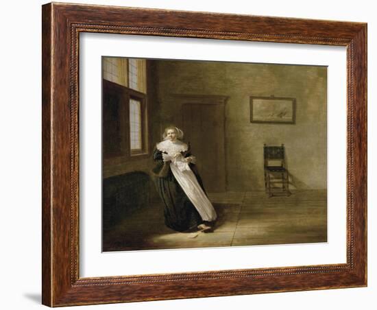 Lady tearing up a letter-Dirck Hals-Framed Giclee Print
