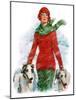 "Lady Walking Dogs in Snow,"December 11, 1926-William Haskell Coffin-Mounted Giclee Print