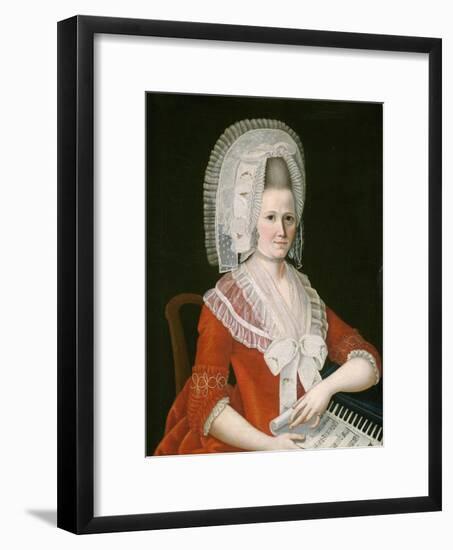 Lady Wearing a Large White Cap, c.1780-American School-Framed Giclee Print