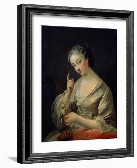Lady with a Bird, 18th Century-Louis Michel Van Loo-Framed Giclee Print