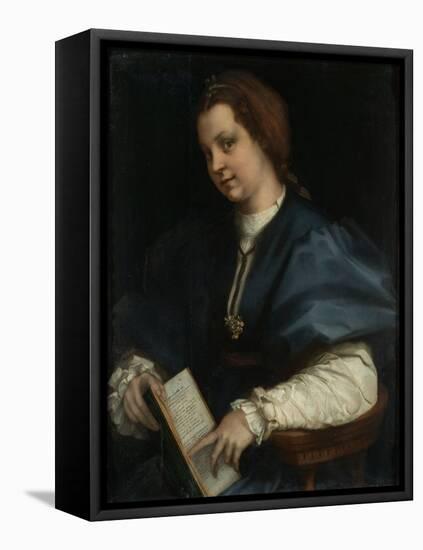 Lady with a Book of Petrarch's Rhyme, 1528-Andrea del Sarto-Framed Premier Image Canvas