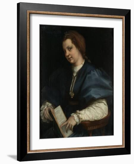 Lady with a Book of Petrarch's Rhyme, 1528-Andrea del Sarto-Framed Giclee Print