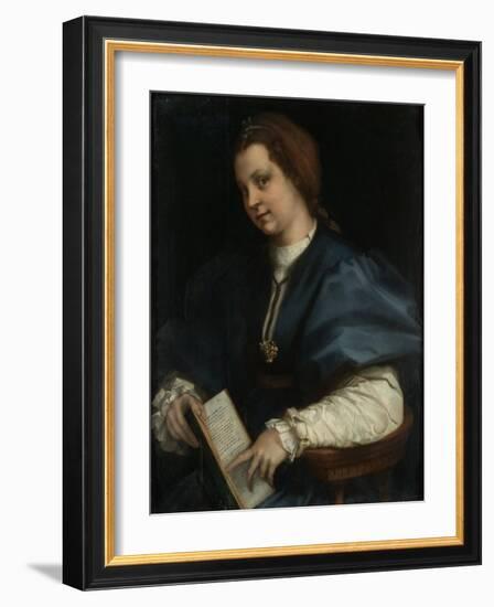 Lady with a Book of Petrarch's Rhyme, 1528-Andrea del Sarto-Framed Giclee Print