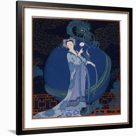 Lady With a Dragon-Georges Barbier-Framed Giclee Print