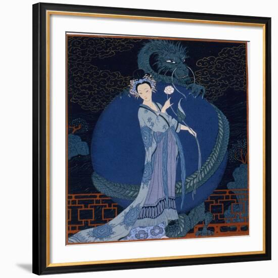 Lady With a Dragon-Georges Barbier-Framed Giclee Print