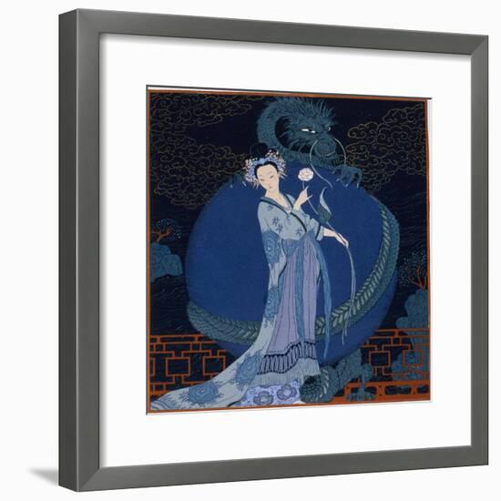 Lady With a Dragon-Georges Barbier-Framed Giclee Print