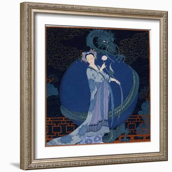 Lady With a Dragon-Georges Barbier-Framed Giclee Print