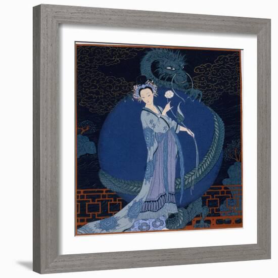 Lady With a Dragon-Georges Barbier-Framed Giclee Print