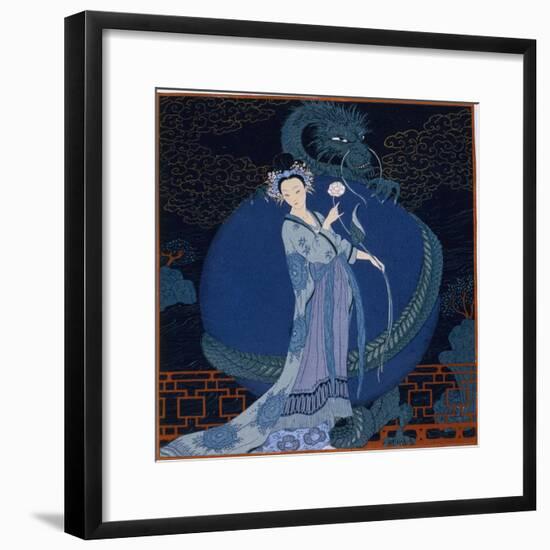 Lady With a Dragon-Georges Barbier-Framed Giclee Print