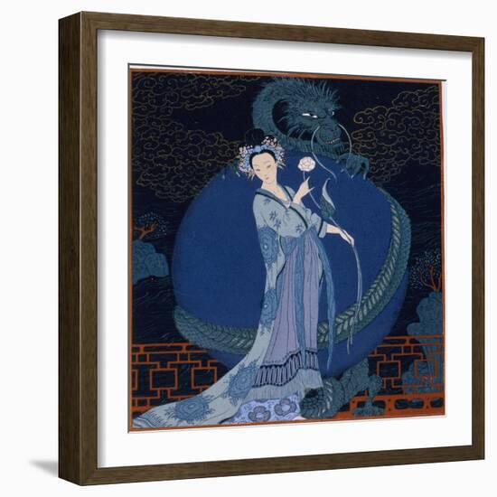 Lady With a Dragon-Georges Barbier-Framed Giclee Print