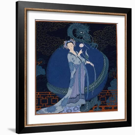 Lady With a Dragon-Georges Barbier-Framed Giclee Print