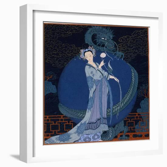 Lady With a Dragon-Georges Barbier-Framed Giclee Print