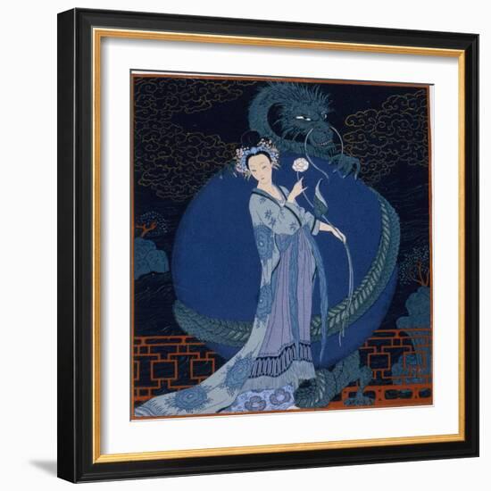 Lady With a Dragon-Georges Barbier-Framed Giclee Print