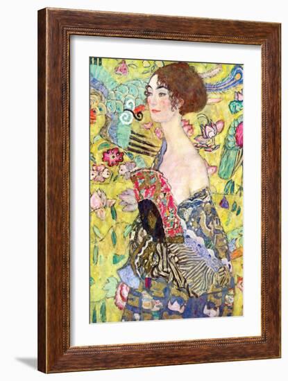 Lady with a Fan, 1917-18-Gustav Klimt-Framed Giclee Print