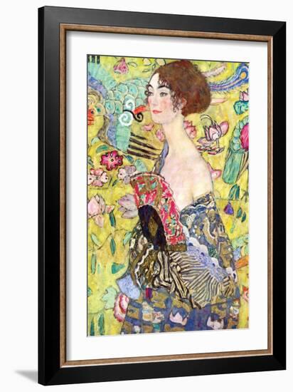 Lady with a Fan, 1917-18-Gustav Klimt-Framed Giclee Print