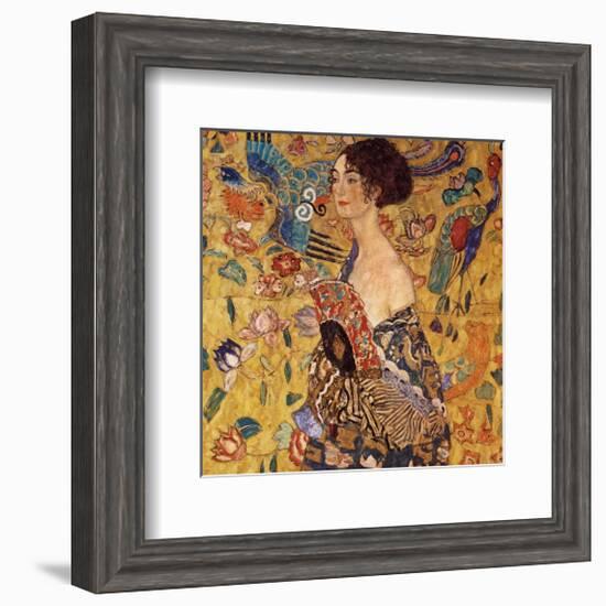 Lady with a Fan-Gustav Klimt-Framed Premium Giclee Print