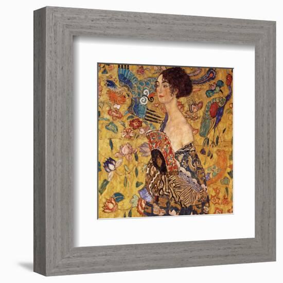 Lady with a Fan-Gustav Klimt-Framed Premium Giclee Print