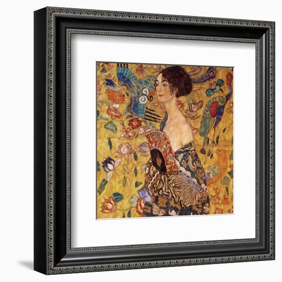 Lady with a Fan-Gustav Klimt-Framed Premium Giclee Print