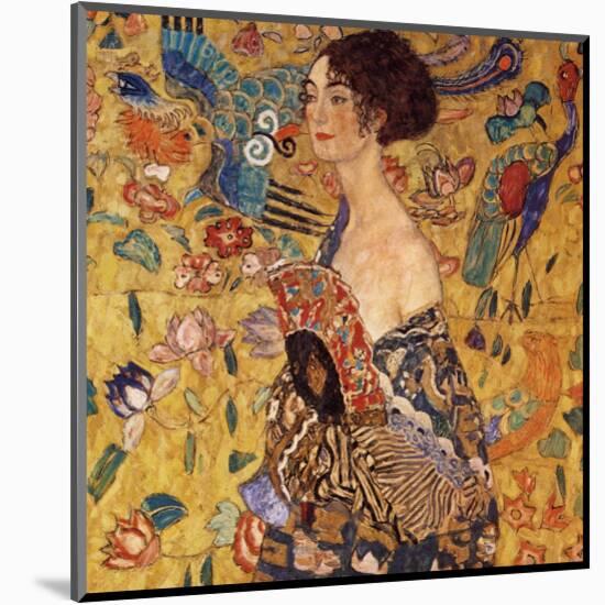 Lady with a Fan-Gustav Klimt-Mounted Premium Giclee Print