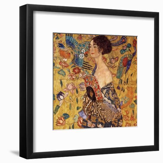 Lady with a Fan-Gustav Klimt-Framed Premium Giclee Print