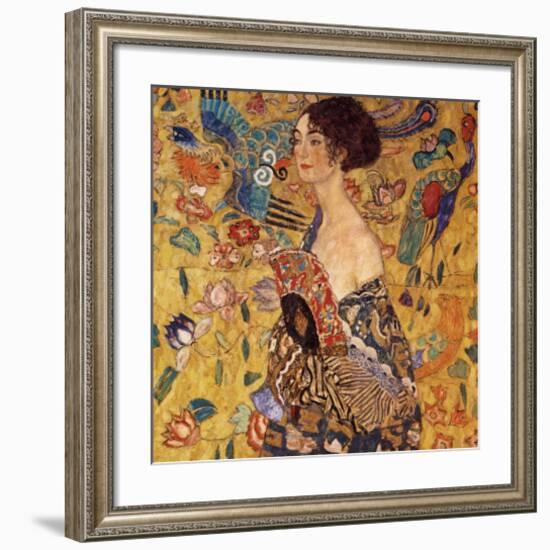 Lady with a Fan-Gustav Klimt-Framed Premium Giclee Print