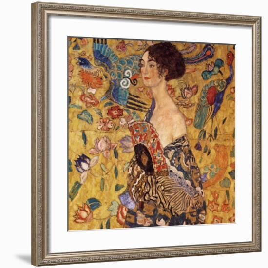 Lady with a Fan-Gustav Klimt-Framed Premium Giclee Print