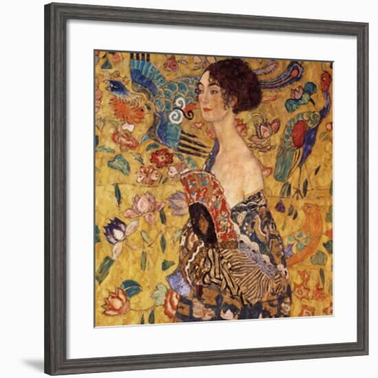 Lady with a Fan-Gustav Klimt-Framed Premium Giclee Print