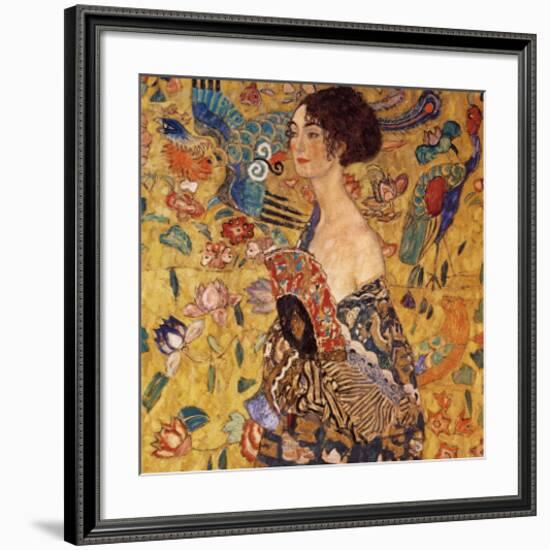 Lady with a Fan-Gustav Klimt-Framed Premium Giclee Print