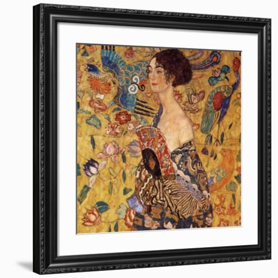 Lady with a Fan-Gustav Klimt-Framed Premium Giclee Print