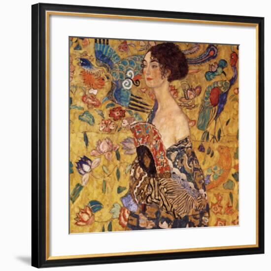 Lady with a Fan-Gustav Klimt-Framed Premium Giclee Print