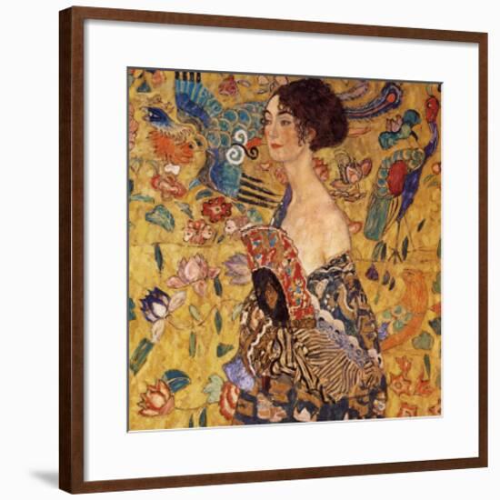 Lady with a Fan-Gustav Klimt-Framed Premium Giclee Print