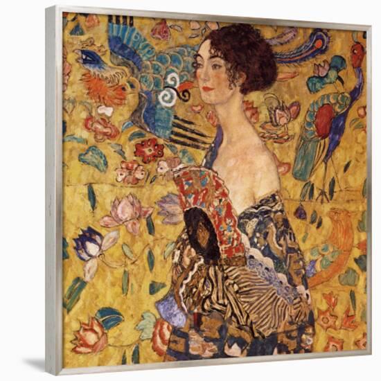 Lady with a Fan-Gustav Klimt-Framed Premium Giclee Print