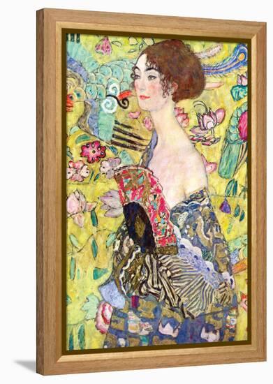 Lady with a Fan-Gustav Klimt-Framed Stretched Canvas