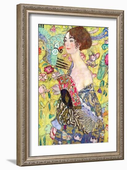 Lady with a Fan-Gustav Klimt-Framed Art Print