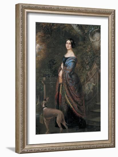 Lady with a Greyhound, C.1839-42-Daniel Saint-Framed Giclee Print