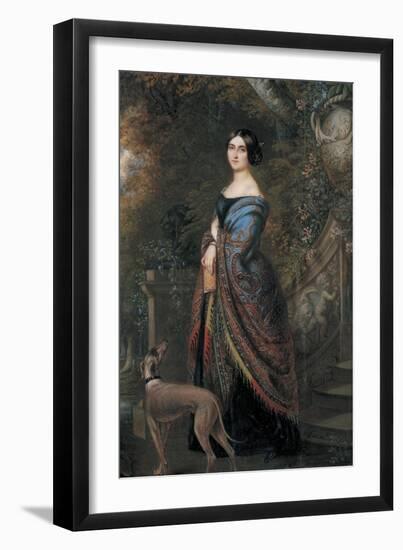 Lady with a Greyhound, C.1839-42-Daniel Saint-Framed Giclee Print