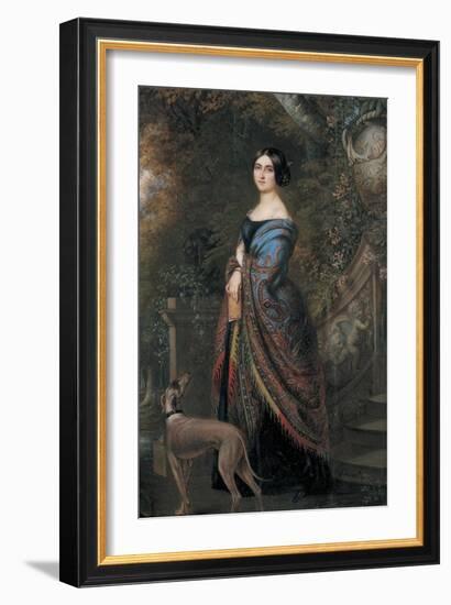 Lady with a Greyhound, C.1839-42-Daniel Saint-Framed Giclee Print