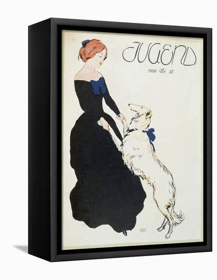 Lady with a Greyhound, Illustration from 'Jugend', 1906-German School-Framed Premier Image Canvas
