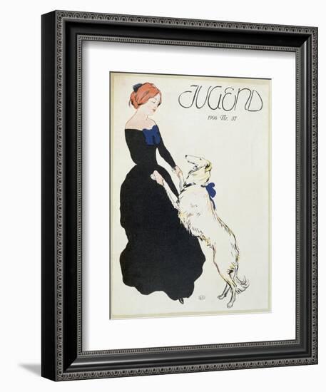 Lady with a Greyhound, Illustration from 'Jugend', 1906-German School-Framed Giclee Print