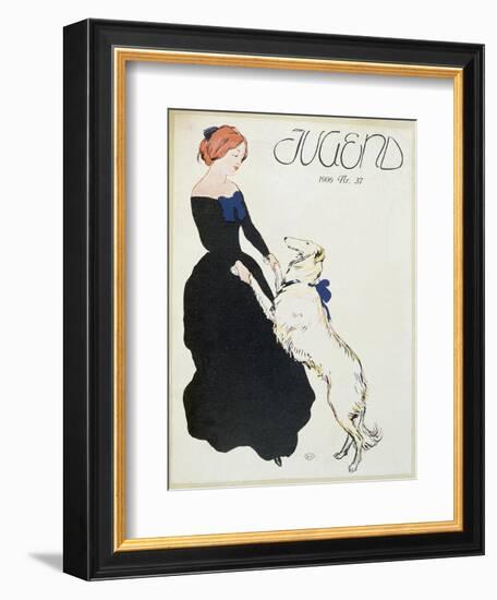Lady with a Greyhound, Illustration from 'Jugend', 1906-German School-Framed Giclee Print