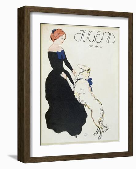 Lady with a Greyhound, Illustration from 'Jugend', 1906-German School-Framed Giclee Print