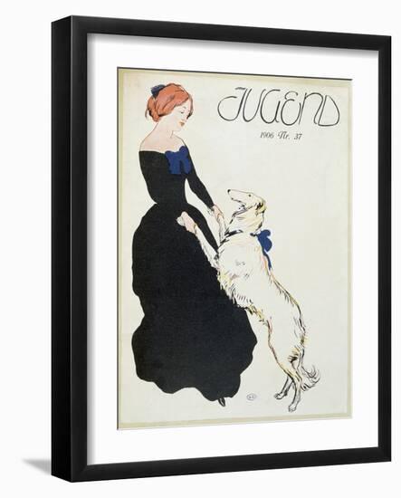 Lady with a Greyhound, Illustration from 'Jugend', 1906-German School-Framed Giclee Print