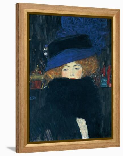 Lady with a Hat and a Feather Boa-Gustav Klimt-Framed Premier Image Canvas