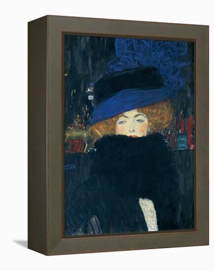 Lady with a Hat and a Feather Boa-Gustav Klimt-Framed Premier Image Canvas