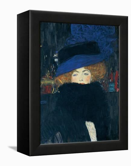 Lady with a Hat and a Feather Boa-Gustav Klimt-Framed Premier Image Canvas