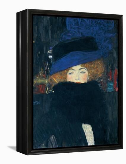 Lady with a Hat and a Feather Boa-Gustav Klimt-Framed Premier Image Canvas