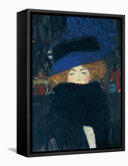 Lady with a Hat and a Feather Boa-Gustav Klimt-Framed Premier Image Canvas