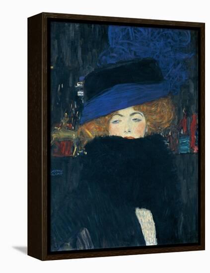 Lady with a Hat and a Feather Boa-Gustav Klimt-Framed Premier Image Canvas