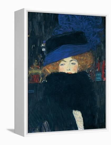 Lady with a Hat and a Feather Boa-Gustav Klimt-Framed Premier Image Canvas