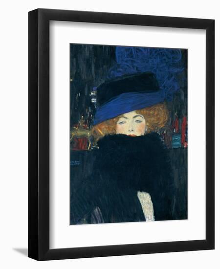 Lady with a Hat and a Feather Boa-Gustav Klimt-Framed Giclee Print